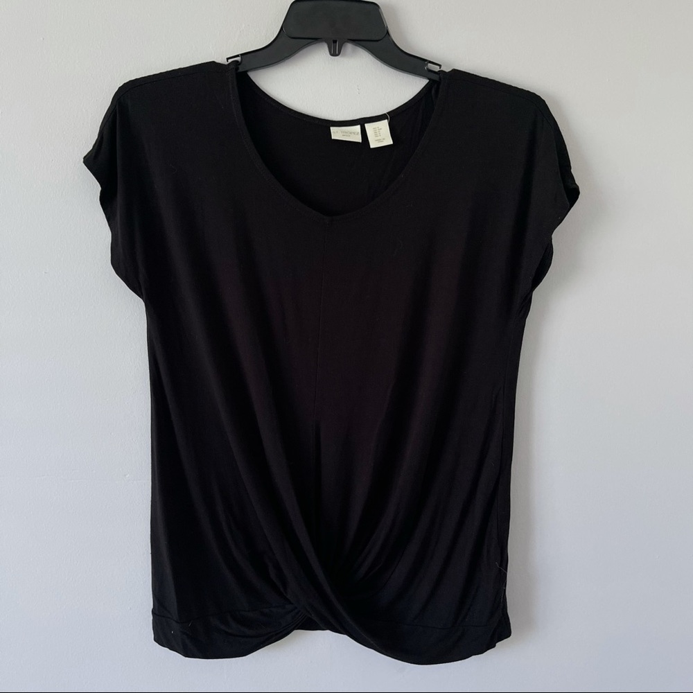 St. Tropez black front knit wrap bottom top